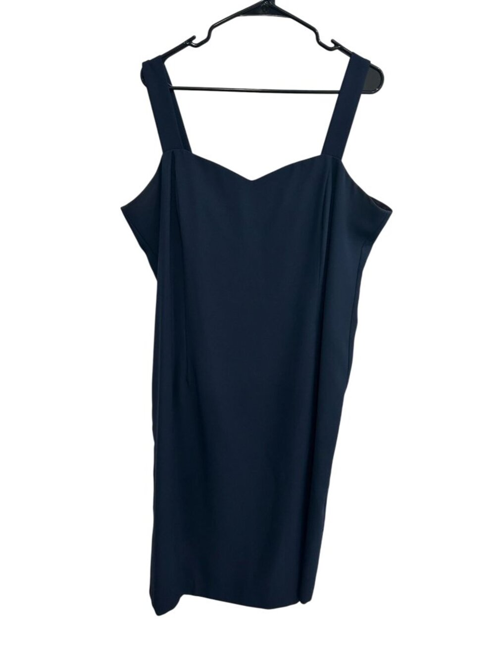 Navy Sleeveless Sheath Dress 20 Sweetheart Neck Side Slit Minimalist Old Money